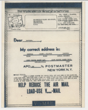 V-Mail India - USA 1943 ( with envelope ) 