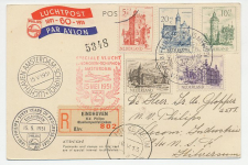 Registered FDC Postcard  Special Flight Netherlands 1951  