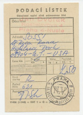 Receipt / Postmark Czechoslovakia 1968