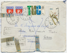 Damaged mail cover GB / UK - France - Greece 1968