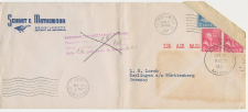 Damaged mail  cover USA - Germany 1950