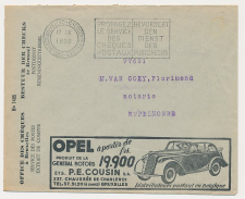 Postal cheque cover Belgium 1936