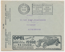 Postal cheque cover Belgium 1936