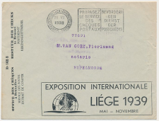 Postal cheque cover Belgium 1938