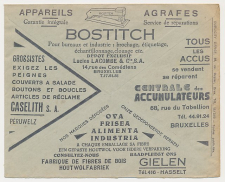 Postal cheque cover Belgium 1936