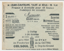 Postal cheque cover Belgium 1934