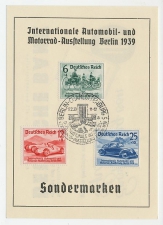 Commemorative sheet / Postmark Deutsches Reich / Germany 1939