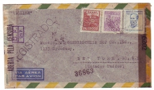 Censored cover Brazil - USA 1944